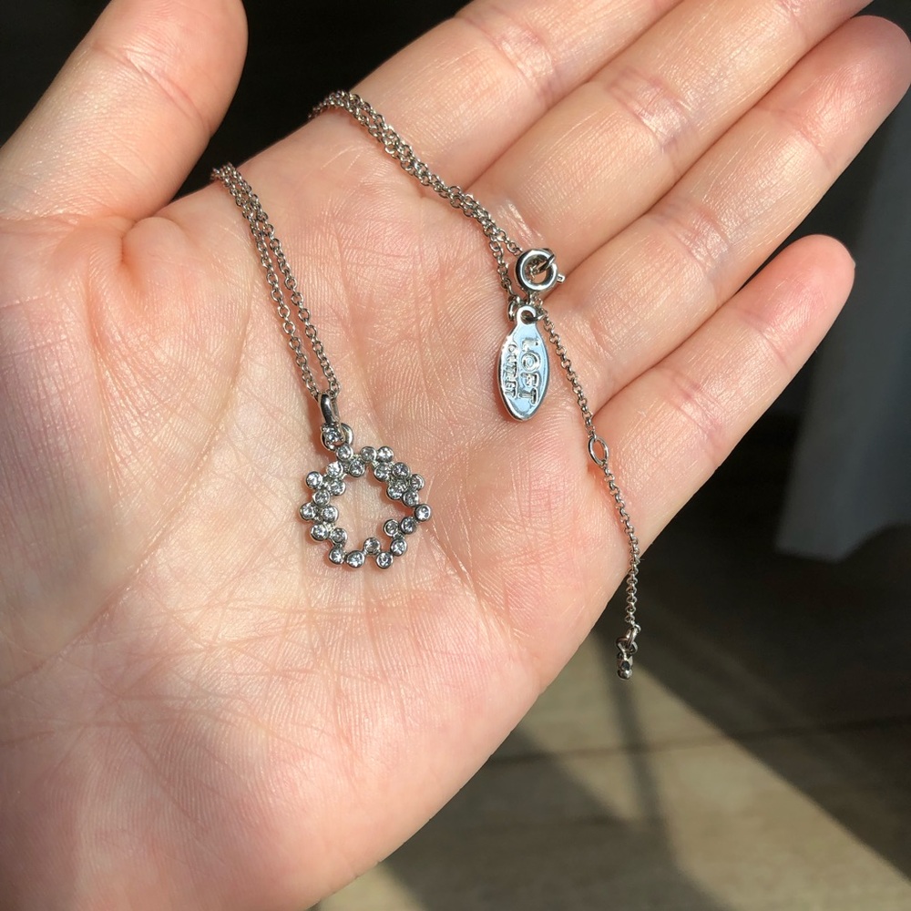 LOFT Silver Wreath Crystal Accent Necklace
